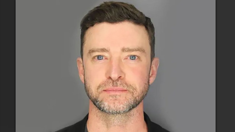 Justin Timberlake's mugshot, taken after his arrest for driving while intoxicated in 2024