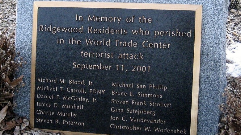 A plaque dedicated to 9/11 victims from Ridgewood, Willie Geist's hometown