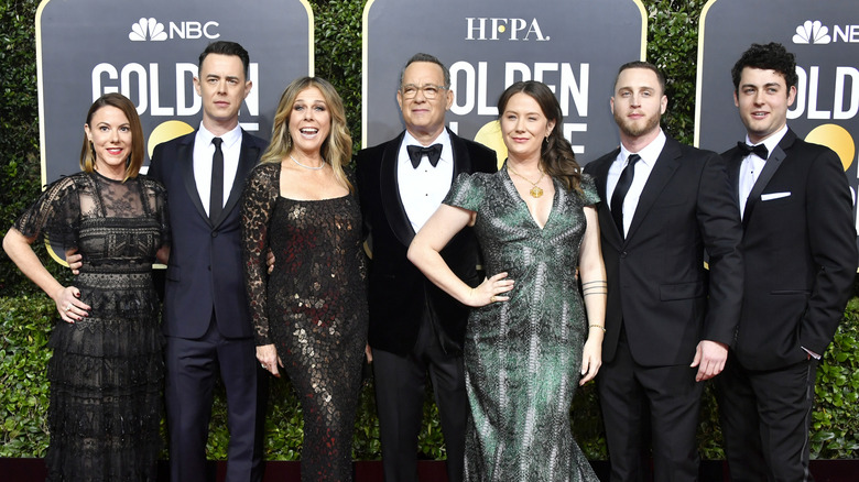 Tom Hanks posing with his family
