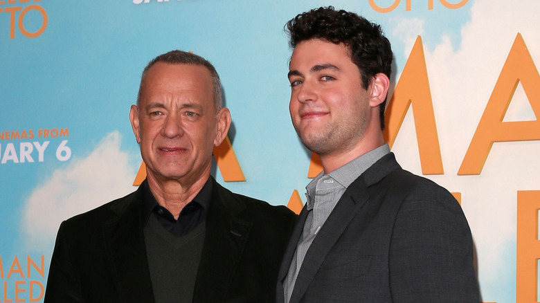 Tom Hanks and Truman Hanks on a red carpet