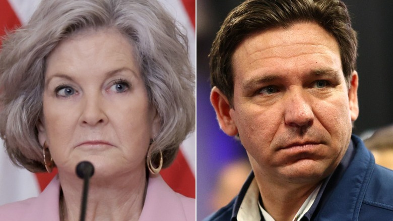 Split image of Susie Wiles and Ron DeSantis