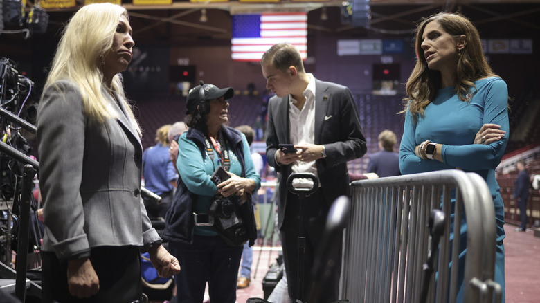 Nancy Mace and Marjorie Taylor Greene seemingly staring each other down