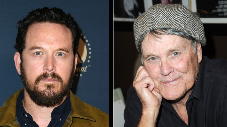 (l-r): Cole Hauser and Wings Hauser staring at the camera at separate events.