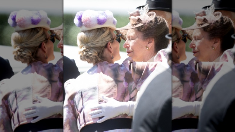Zara Tindall hugging Princess Anne