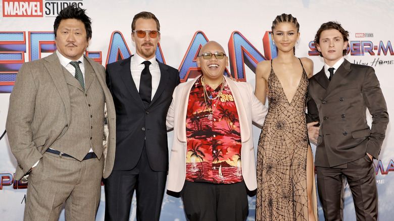 Zendaya with the Spiderman cast