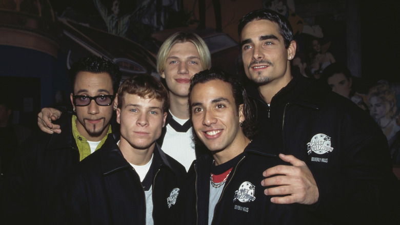 Backstreet Boys in matching black jackets
