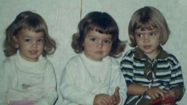 Cindy Crawford as a little kid with her sisters