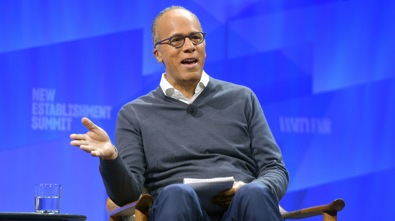 Lester Holt speaks onstage in 2019