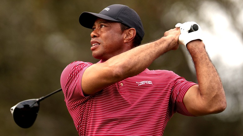 Tiger Woods competing in 2024 PNC Championship