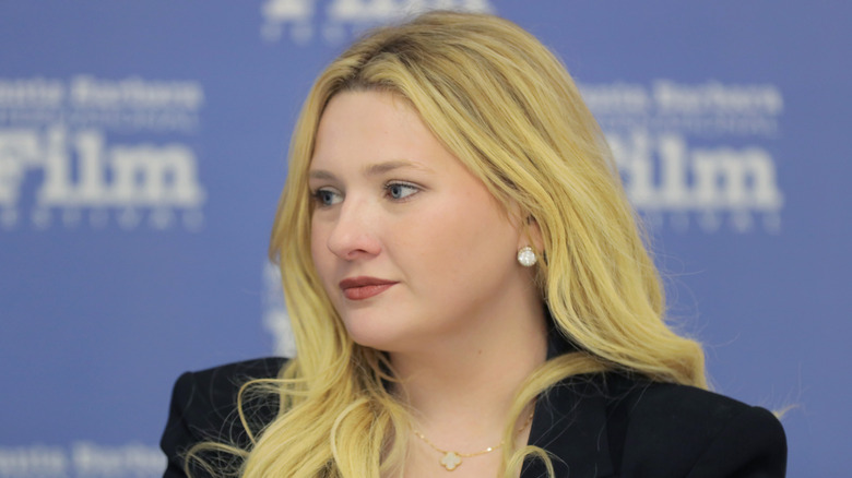 Closeup of Abigail Breslin during a panel