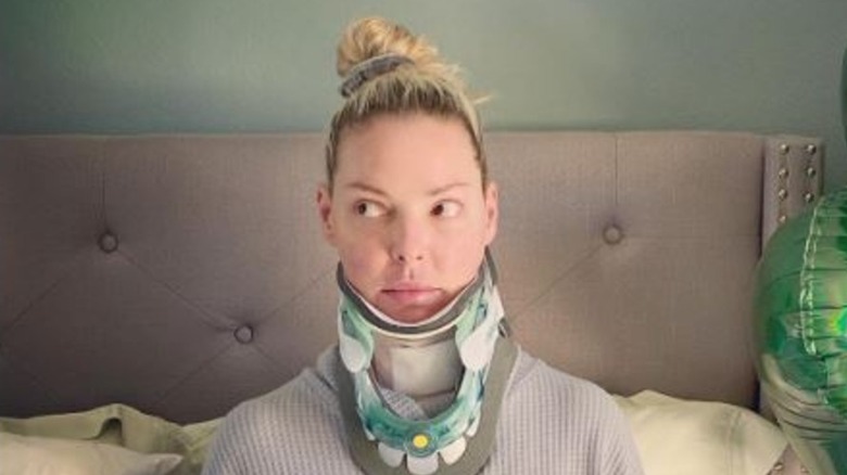 Katherine Heigl wears a neck brace