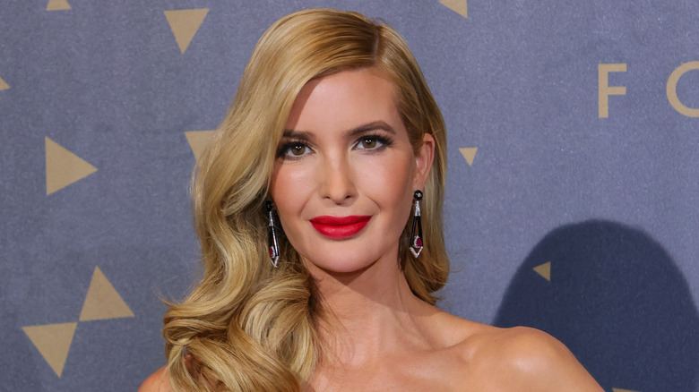 Close-up of Ivanka Trump posing on step-and-repeat