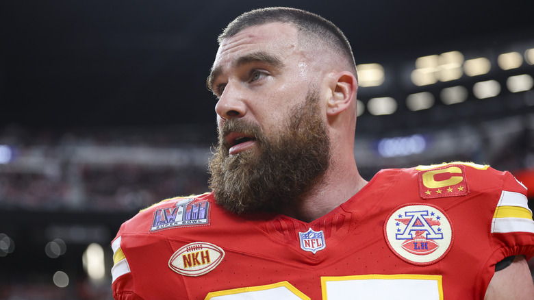 Travis Kelce at the 2024 Super Bowl