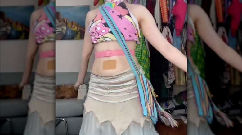 colorful Carry Bradshaw belt inspired outfit