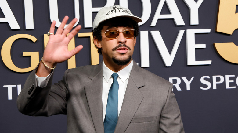Bad Bunny at a Saturday Night Live red carpet event