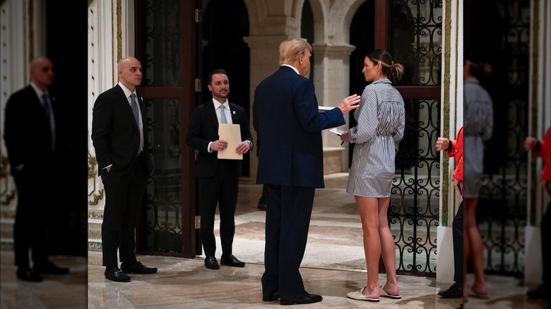 Margo Martin talks to Donald Trump on the night before Super Tuesday in March 2024 (2024)