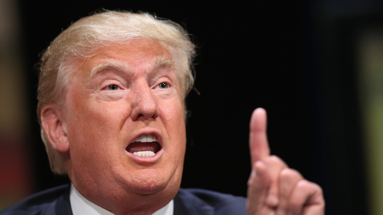 Donald Trump yelling with his finger raised