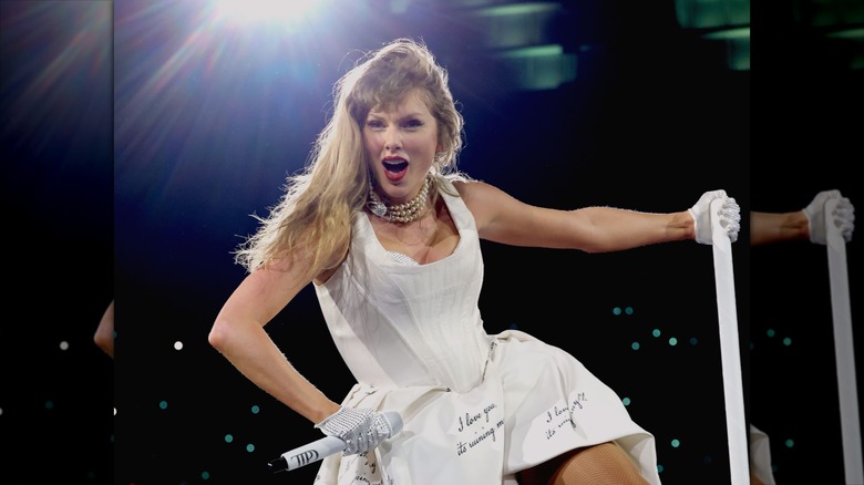 Taylor Swift performing on The Eras Tour