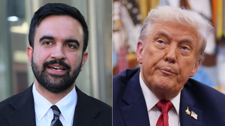 Side-by-side photos of Zohran Mamdani and Donald Trump