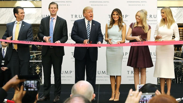 The Trump family outside the new Trump International Hotel in 2016