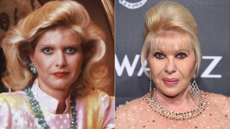 Split image of Ivana Trump in the 1980s and in 2018