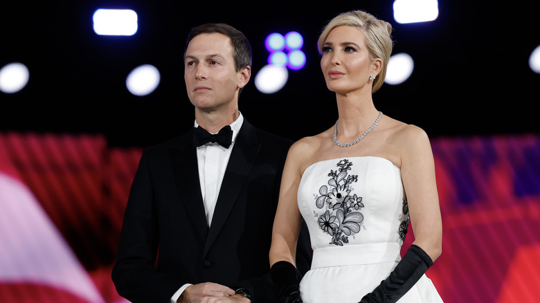 Ivanka Trump posing beside Jared Kushner at the 2015 Liberty Ball