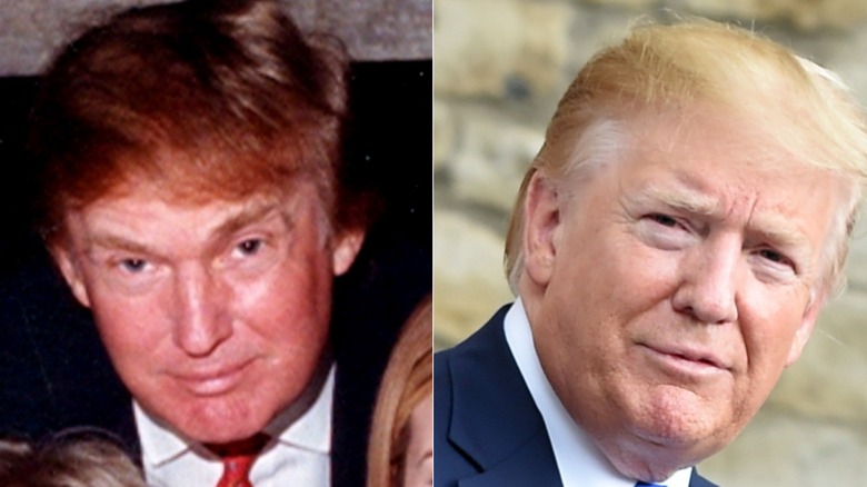 Composite of before and after blonde photos of Donald Trump