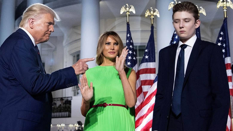 Donald Trump pointing at Barron Trump