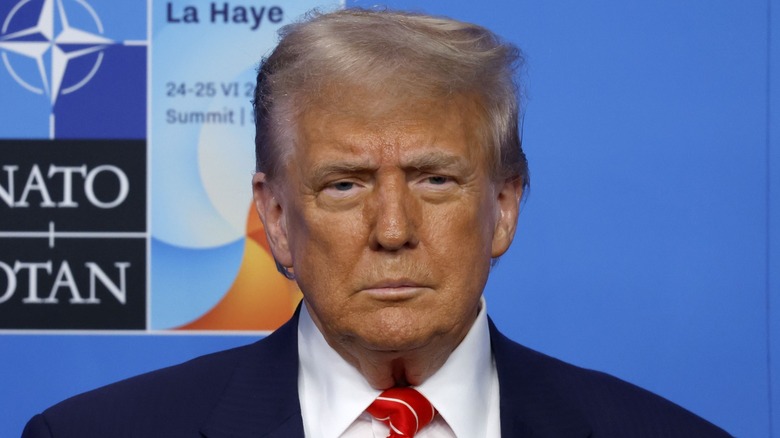 Donald Trump attends the second day of the 2025 NATO summit in The Hague, Netherlands