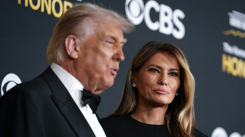 Donald and Melania Trump speaking