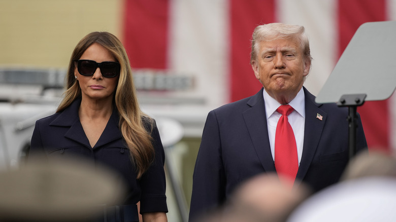 Melania and Donald Trump staring