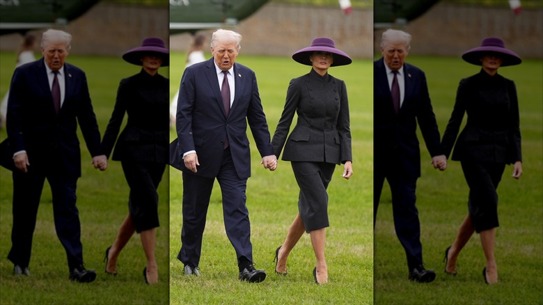 Donald and Melania Trump hold hands