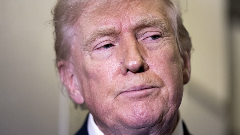 Closeup of Donald Trump looking serious