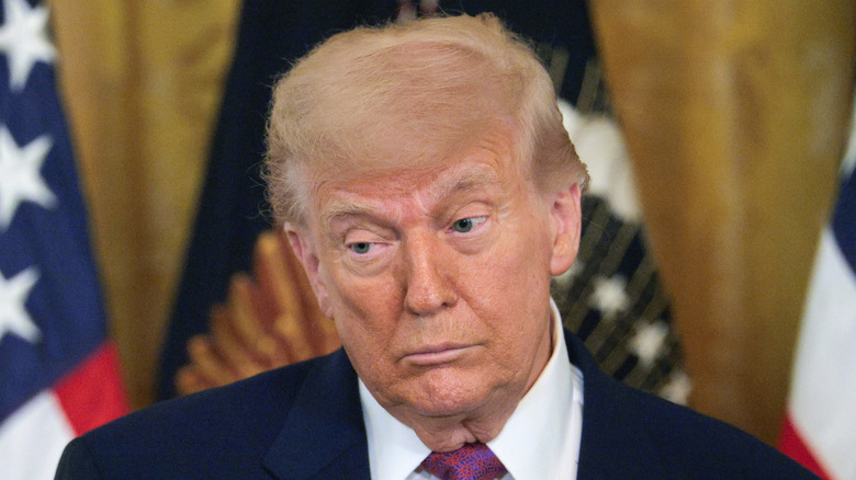 Closeup of Donald Trump frowning