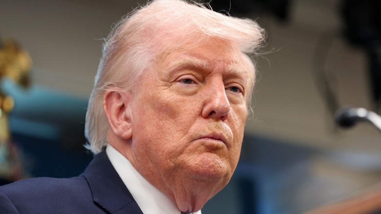 Closeup of Donald Trump pursing his lips