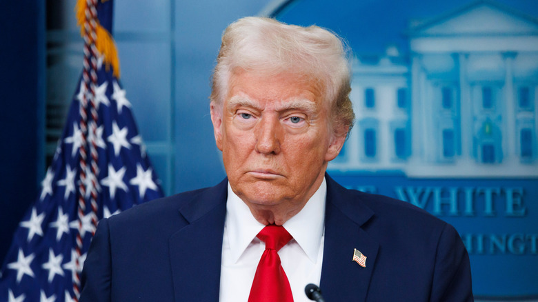 President Donald Trump during a White House press briefing