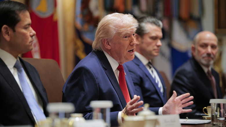 Donald Trump speaking to Cabinet members