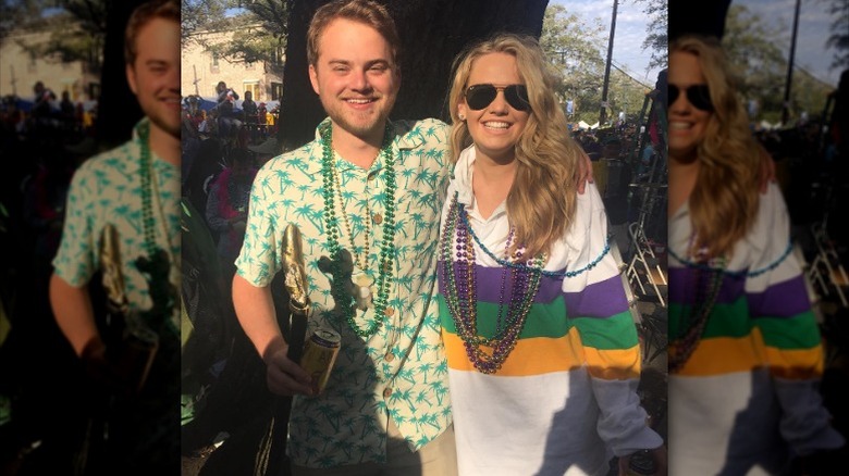 Tricia McLaughlin poses with a friend for Mardis Gras in the French Quarter of New Orleans (2017)
