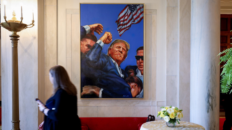 Trump WH portrait fist in air