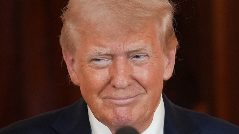 President Donald Trump in the Cross Hall of The White House