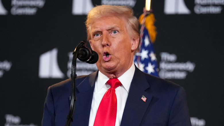 Donald Trump giving a speech