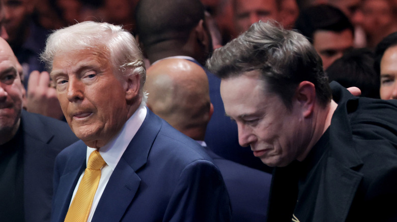 Donald Trump looking back at Elon Musk