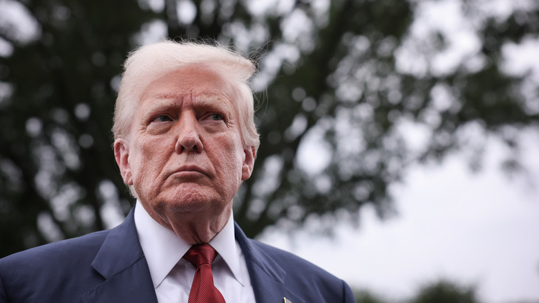 Donald Trump looking solemn