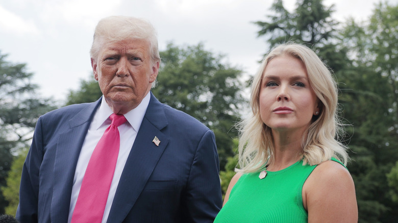 Donald Trump and Karoline Leavitt green dress