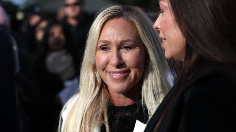 Closeup of Majorie Taylor Greene smiling in 2026