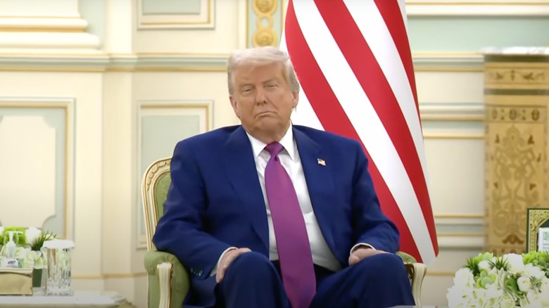 Donald Trump looking sleepy at an event in Saudi Arabia