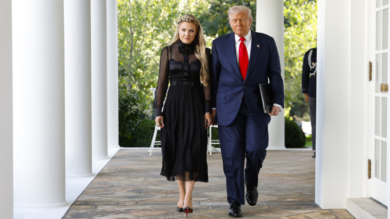 Donald Trump and Erika Kirk walking