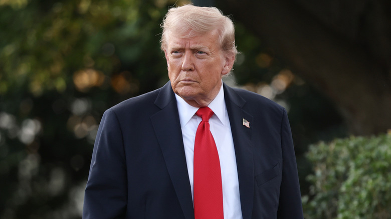 Donald Trump walking outside the White House