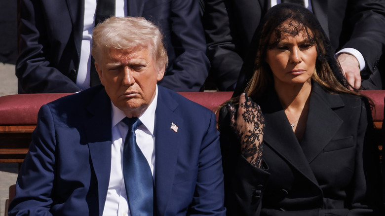 Donald and Melania Trump seated at Pope Francis' funeral