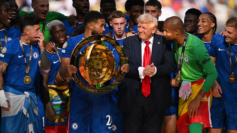President Donald at the FIFA Club World Cup trophy raise ceremony in July 2025